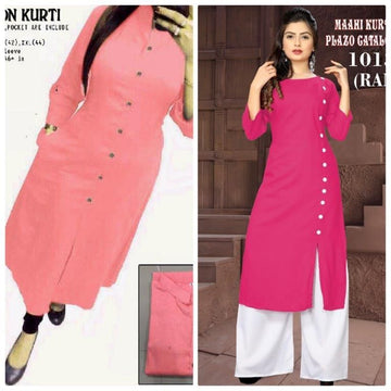 Desi Closet Attractive Solid Cotton Kurti & Rayon Kurti Palazzo Set (Buy 1 Get Free 1) Roposo Clout